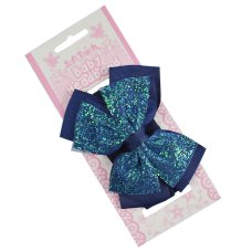 HB92-N: Navy Headband w/Glitter Bow